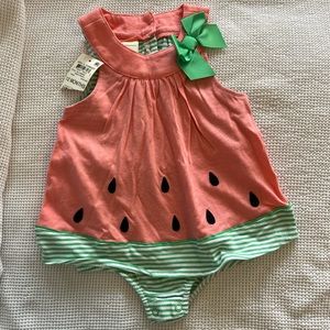First Impressions girls’ watermelon sun suit, size 12 months, new with tags